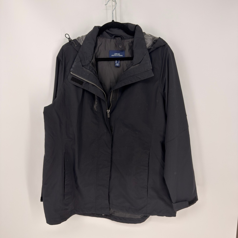 Lands End Outfitters Jacket Mens L Black Hooded Full Zip Parka Gorpcore Utility